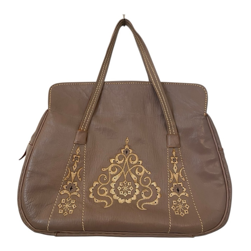 Vintage Womens Embroidered Leather Handmade Handbag Purse